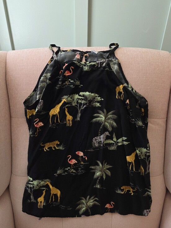 Old Navy Tops - Black Tropical Animal Print Halter Tank Top Old Navy Zoo Large